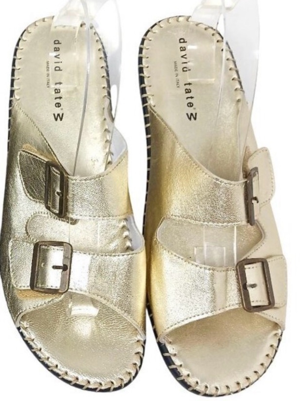 David Tate leather comfort sandals Gold Size 13 fits most 12’s NTN